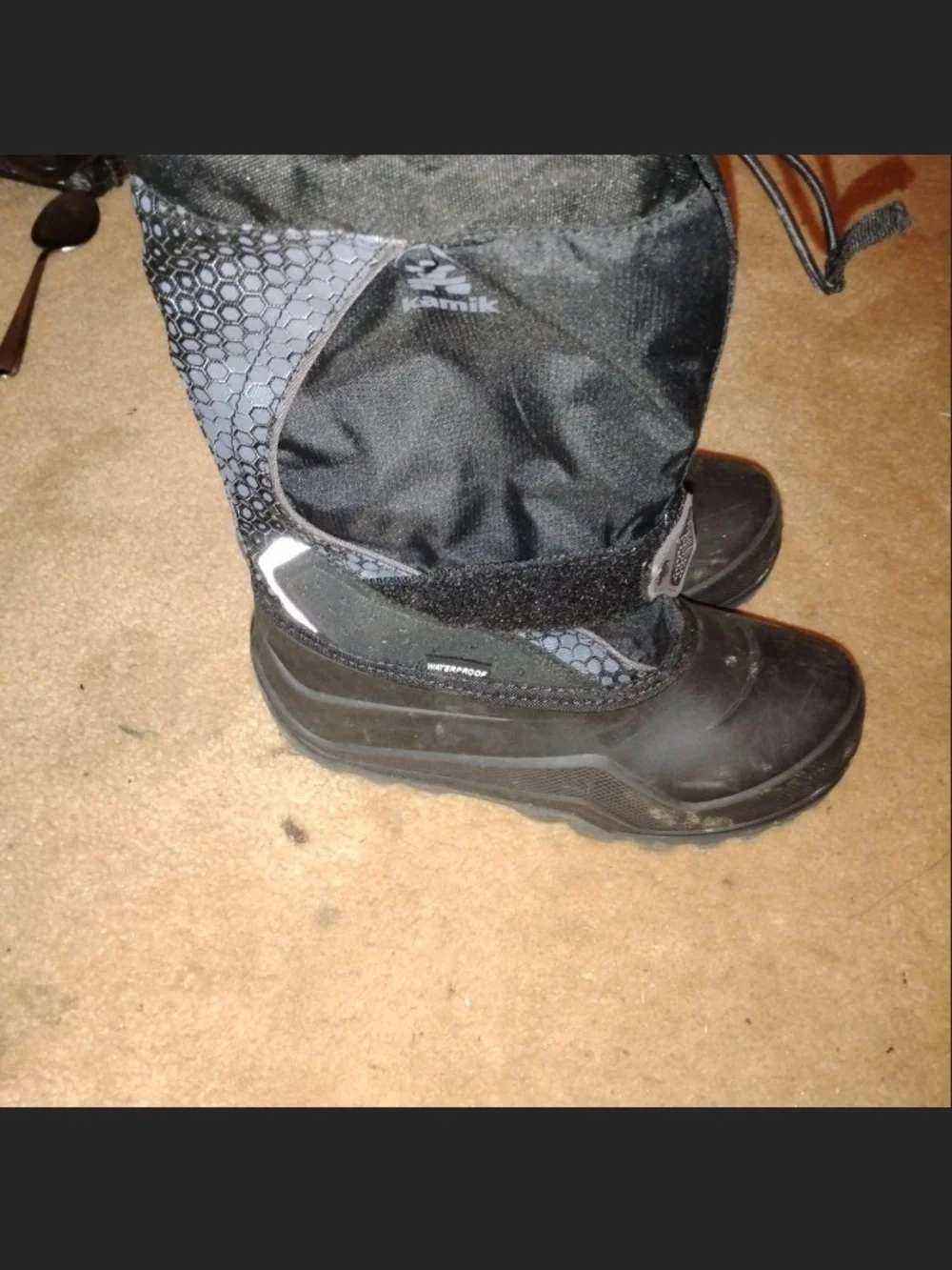 Kamik Kids Black Winter Boots with Reflective Accent Snow Boots